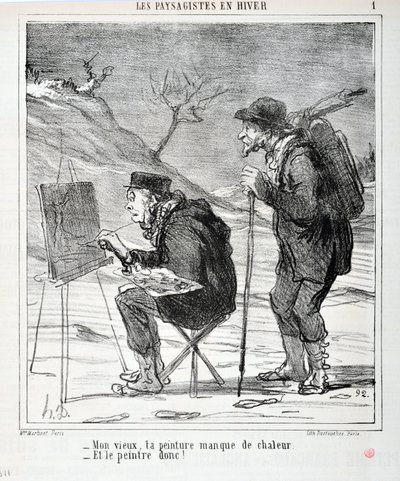 オノレ・ドーミエ（1808-1879）の作品。シャリバリは1864年のもの。老人よ、君の絵は熱さに欠けている、そして画家もそうだ！」。「マルセイユ、ロンシャン宮殿、美術館 作： Honoré Daumier