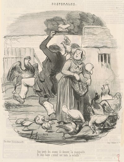 ガチョウの子には餌を与えます... 作： Honoré Daumier