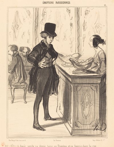 ドミノでハーフカップをなくし、通りで財布をなくした 作： Honoré Daumier