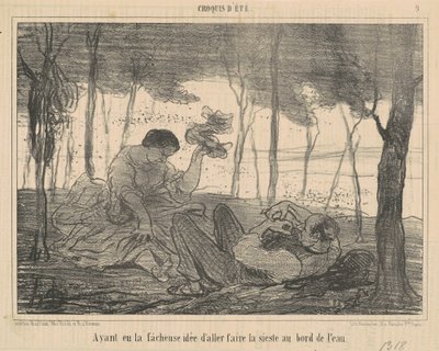 行くという不幸な考えを持っていた...水の端に 作： Honoré Daumier