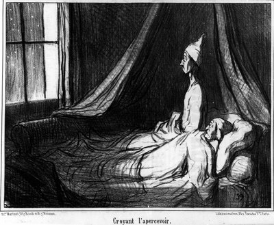 オノレ・ドーミエ（1808-1879）による風刺画「彼を見ることを信じる」。"チャリバリ" 作： Honoré Daumier