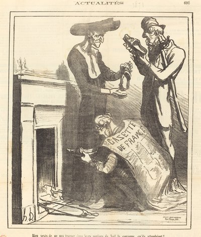 王冠が見つからなくてとても動揺しています... 作： Honoré Daumier