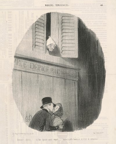 こんばんはハニー...食料品店が私たちを見たら... 作： Honoré Daumier