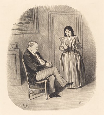 ブルジョワが読まれ、夕食後、いくつかの章... 作： Honoré Daumier