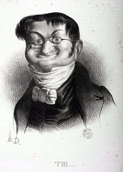 フランスの政治家、アドルフ・ティエール（1797-1877）の漫画。オノレ・ドーミエ（1808-1879）のデッサン。アルボー美術館。 作： Honoré Daumier
