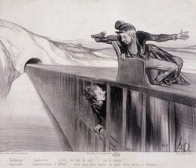 ドーミエのカートゥーン "Les Chemins de Fer", sd.19世紀 作： Honoré Daumier