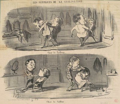 美容院のテーラーで 作： Honoré Daumier