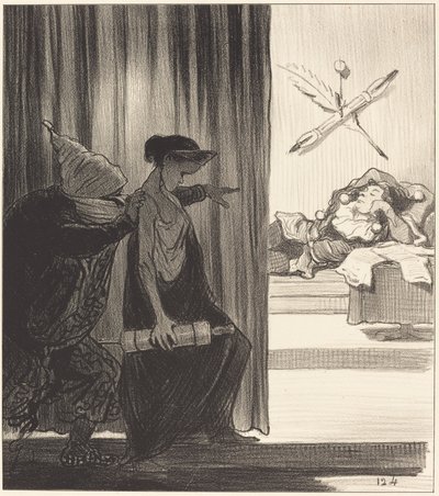 ミミ・ヴェロンに押されたクリュタイムネストラ... 作： Honoré Daumier