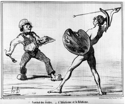 オノレ・ドーミエ（1808-1879）の漫画シリーズ「絵画とサロン」から引用された「学校の戦い」（l