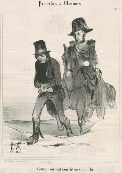 ベッドを整えながら横になります 作： Honoré Daumier