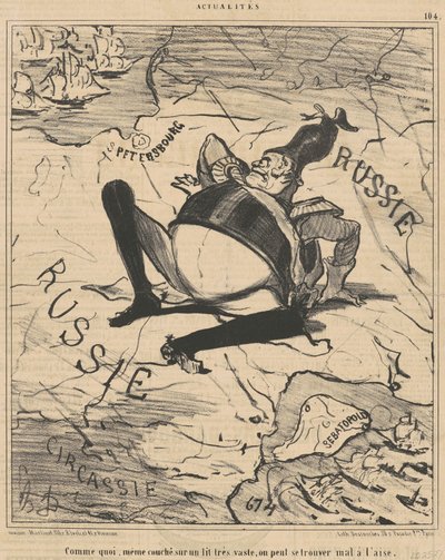 なんと…とても大きなベッドの上で、、、 作： Honoré Daumier