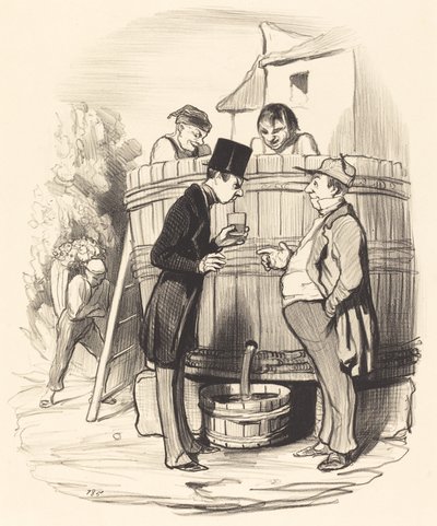 どうやってこの小さなワインを見つけますか... 作： Honoré Daumier