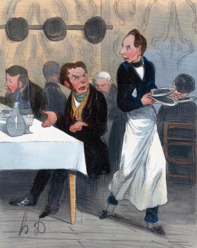 レストランでクレームをつけるお客様 作： Honoré Daumier