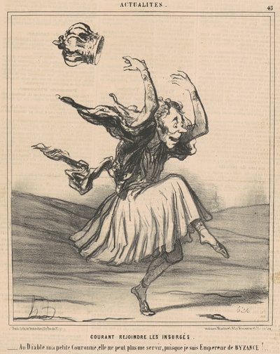 暴徒に加わるために走る 作： Honoré Daumier