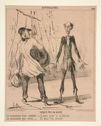 ル・アーヴルで撮影したスケッチ: よく覆われた紳士 作： Honoré Daumier