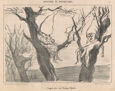 シャンゼリゼ通りで撮ったスケッチ 作： Honoré Daumier