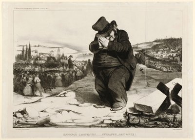 潰されたラファイエット...。追い詰められた老兵1834年（リトグラフ 作： Honoré Daumier
