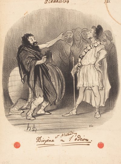 オデオンでのディオゲネスとアルキビアデス 作： Honoré Daumier