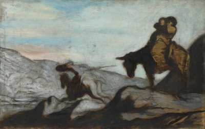 ドンキホーテとサンチョパンザ、1855年頃 作： Honoré Daumier