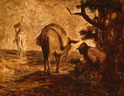 ドン・キホーテとサンチョ・パンザは自分自身を和らげました。 1855 作： Honoré Daumier