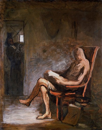 「ドン・キホーテを読む」、1865-67 作： Honoré Daumier