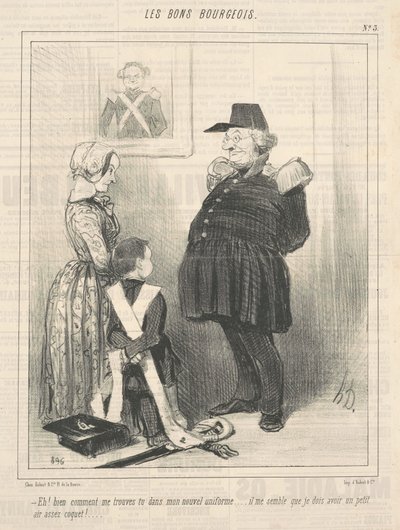 おい！ 新しい制服を着た私のことはどうですか... 作： Honoré Daumier