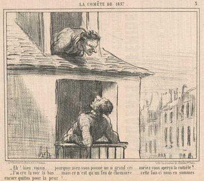 おい！ ねえ、隣人…どうして押したの… 作： Honoré Daumier