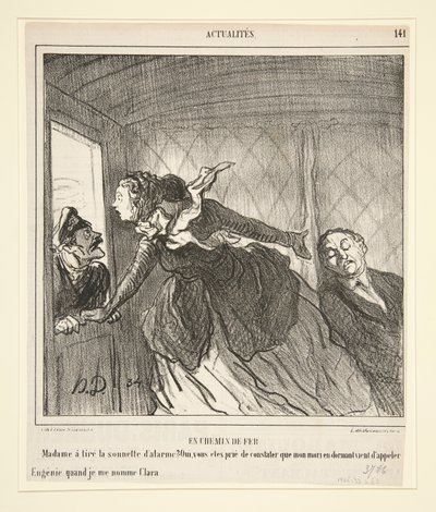 電車の中で: マダムが呼び鈴を鳴らした 作： Honoré Daumier
