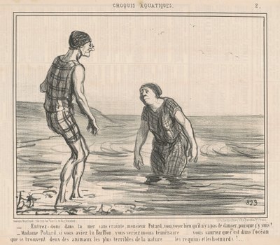 恐れずに海に入る... 作： Honoré Daumier