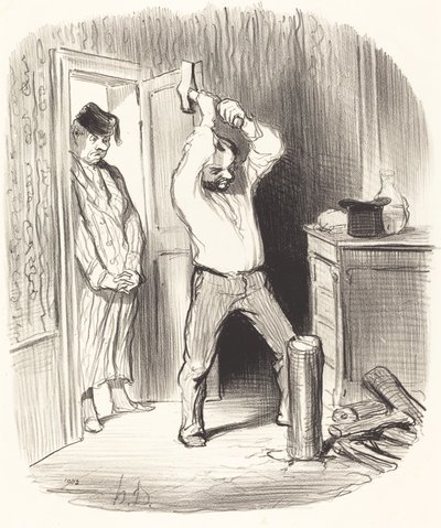 神は許可されていますか... 木を割ることは... 作： Honoré Daumier
