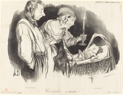 彼はかわいいですか!... このケルビム!... 作： Honoré Daumier