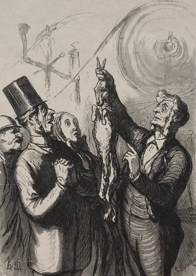 普遍的な展示：10分で、ジベロットと帽子を手に入れます。 作： Honoré Daumier