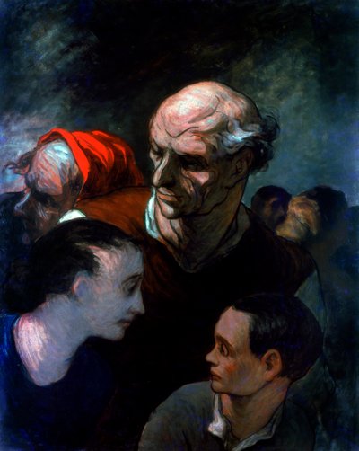 パリのコミューン、1870年の間にバリケードの家族 作： Honoré Daumier