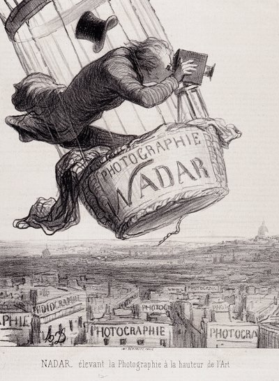 写真を芸術の域にまで高めたGaspard Felix Tournachon dit Felix Nadar（1820-1910）。紙に描いた絵をもとにしたリトグラフ。薄さ：29x41cm。 作： Honoré Daumier