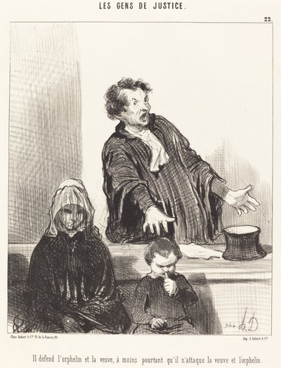 彼は孤児と未亡人を擁護します... 作： Honoré Daumier