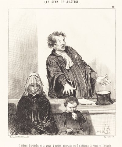 彼は孤児と未亡人を擁護します... 作： Honoré Daumier