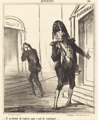 彼は家に帰ることについて不平を言う... 作： Honoré Daumier