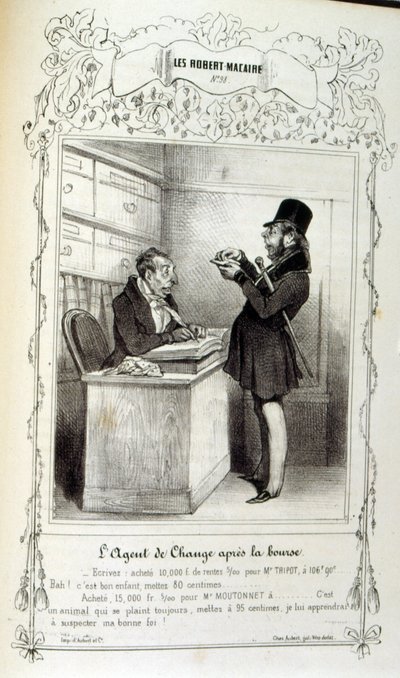 フィリッポンのアイデアと伝説についてのイラスト（Les CentとRobert Macaireのタイトルで 作： Honoré Daumier