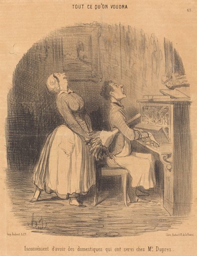 不利な点... デュプレ氏に仕えた召使の 作： Honoré Daumier
