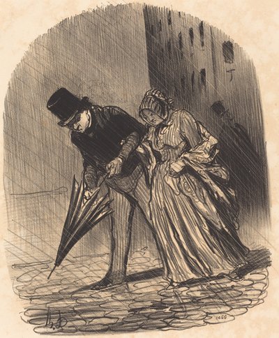 バネが複雑すぎる傘のデメリット 作： Honoré Daumier