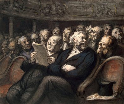 コメディ・フランセーズの幕間、1858年。 作： Honoré Daumier