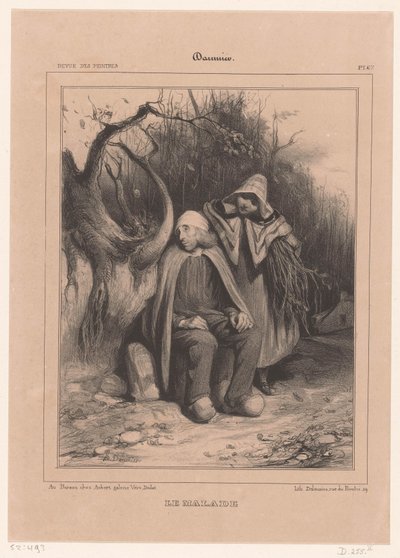 パスに沿って病気の農夫を持つ若い女性 Le malade (オブジェクトのタイトル) 作： Honoré Daumier