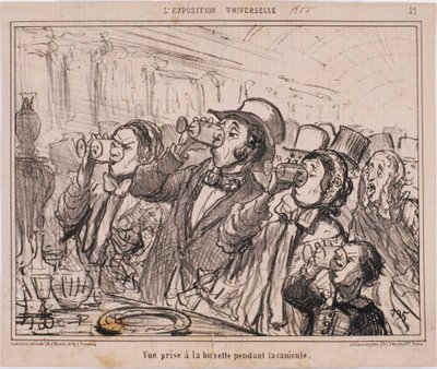 ユニバーサルエキシビション-熱波の間にリフレッシュメントバーで撮影されたビュー 作： Honoré Daumier