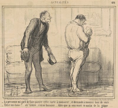 その人は...すぐに二階に来るように頼みます... 作： Honoré Daumier