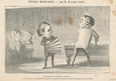 ミュージカルベローズと呼ばれるアコーディオン 作： Honoré Daumier