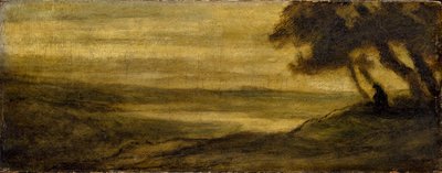 人物のある風景、c1860 作： Honoré Daumier