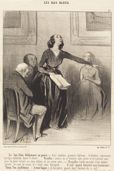Le Bas-bleu が自分のプレーを宣言する 作： Honoré Daumier