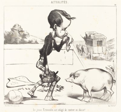 若いエスタンテリンは授業に戻らなければなりません！ 作： Honoré Daumier