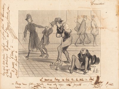 パリの新しい木製舗装... 作： Honoré Daumier