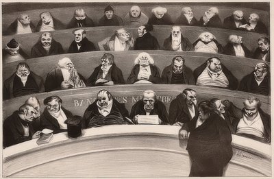 Le Ventre Legislatif。 Aspects des bancsministérielsde la chambreimprostituéede 1834 -立法腹。 1834年から売春前の商工会議所のキャビネットベンチの眺め。1834年 作： Honoré Daumier